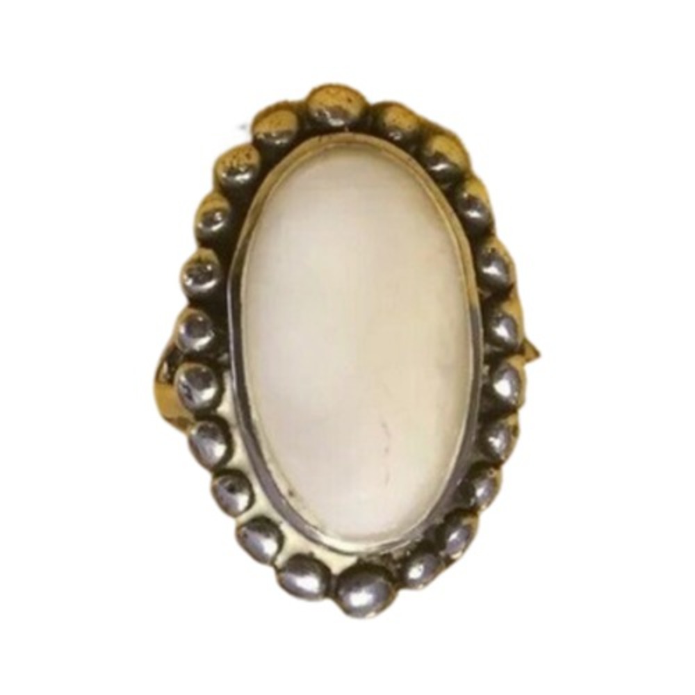 Antique Mother Of Pearl Oval Ring Sterling Silver Navajo Native Size 7.25 - Picture 13 of 16